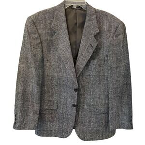 Bert Pulitzer Mens 100% Pure Silk Blazer Grey Textured Two Button Sport Coat 42S